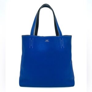 Authentic HERMES Double Sens 45 Bleu Electric Graphite Reversible P Stamp 2012